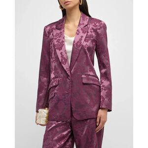 Women’s Floral Jacquard Blazer in Plum